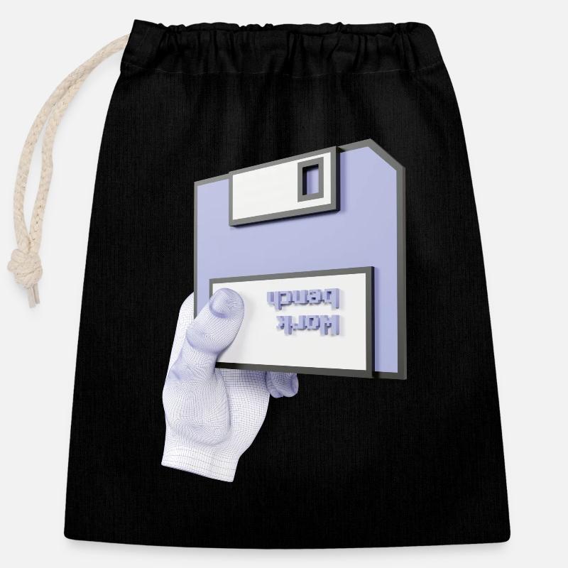 work bench 3D - Closable cotton gift bag (25x30cm) - black