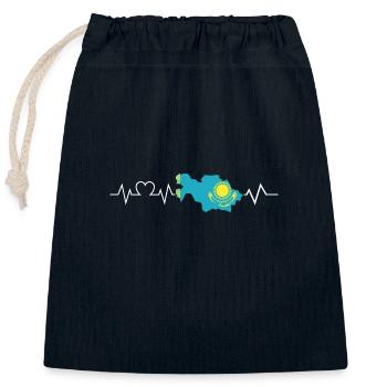 Kasachen Herzschlag Kasachstan - Verschließbarer Geschenkbeutel aus Baumwolle (25x30cm) - Navy - Vorne