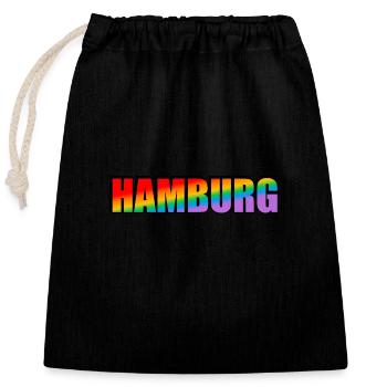 Hambourg Gay Rainbow LGBT Pride - Sac cadeau en coton avec cordon (25 x 30 cm) - noir - Devant