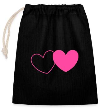 Saint-Valentin Cœur Rose, St. Valentin cadeau - Sac cadeau en coton avec cordon (25 x 30 cm) - noir - Devant