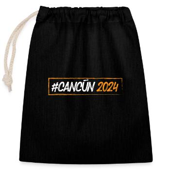 Cancun 2024 - Verschließbarer Geschenkbeutel aus Baumwolle (25x30cm) - Schwarz - Vorne