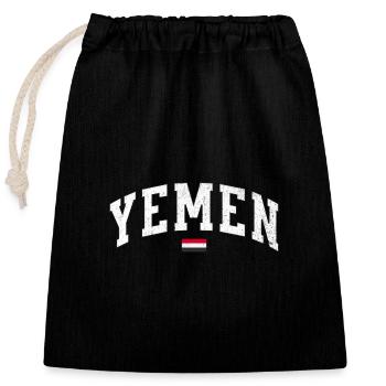 Soutenez le Yémen : Yemeni Heritage Design - Sac cadeau en coton avec cordon (25 x 30 cm) - noir - Devant