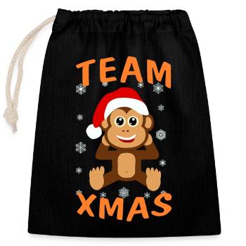 Team Schimpanse Xmas für Service Crews - Verschließbarer Geschenkbeutel aus Baumwolle (25x30cm) - Schwarz - Vorne