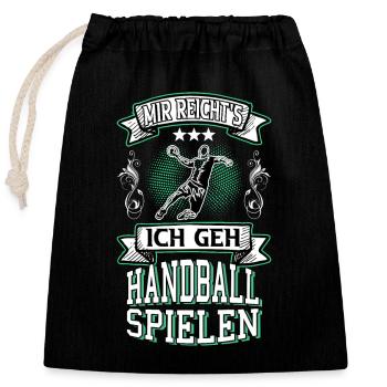 Handball Handballspieler Handballer Spruch Lustig - Verschließbarer Geschenkbeutel aus Baumwolle (25x30cm) - Schwarz - Vorne