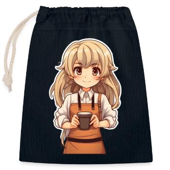Workin' Kawaii: Anime Girl - Closable cotton gift bag (25x30cm) - navy - Front