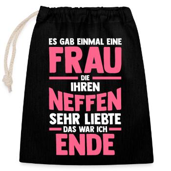 Neffe Patin Patentante Tante - Verschließbarer Geschenkbeutel aus Baumwolle (25x30cm) - Schwarz - Vorne