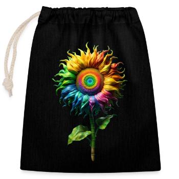 Rainbowcore Sunflower | Vincent van Gogh Style - Closable cotton gift bag (25x30cm) - black - Front