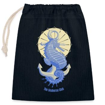 The Seahorse Club (version 2) - Closable cotton gift bag (25x30cm) - navy - Front