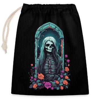 Gothic Pastel Skelett Lady Viktorianisch Halloween - Verschließbarer Geschenkbeutel aus Baumwolle (25x30cm) - Schwarz - Vorne