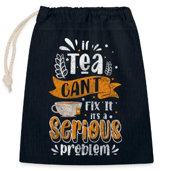 Tea Lover Recreation Teapot - Closable cotton gift bag (25x30cm) - navy - Front