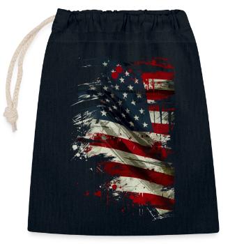 Drapeau grunge des États-Unis - Sac cadeau en coton avec cordon (25 x 30 cm) - bleu marine - Devant