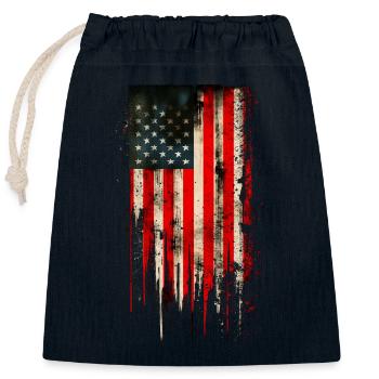 Grunge American flag - Closable cotton gift bag (25x30cm) - navy - Front