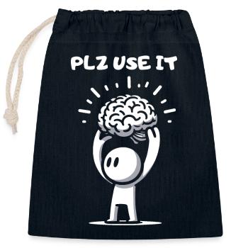 Stick Figure Cerveau Professeur Lycée Graduation Penser Avec Plaisir - Sac cadeau en coton avec cordon (25 x 30 cm) - bleu marine - Devant