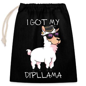 Diplôme de fin d’études drôle - LLama I Got My - Sac cadeau en coton avec cordon (25 x 30 cm) - noir - Devant