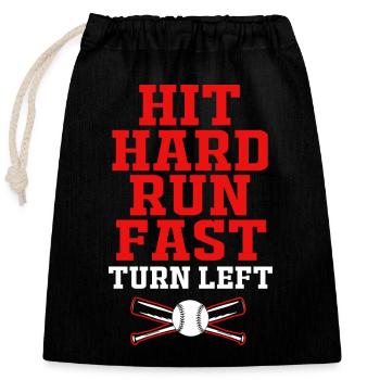 Baseball - Closable cotton gift bag (25x30cm) - black - Front