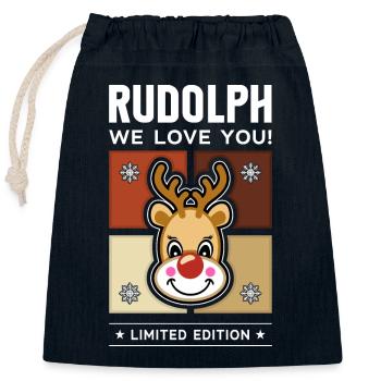 Rudolph - Verschließbarer Geschenkbeutel aus Baumwolle (25x30cm) - Navy - Vorne