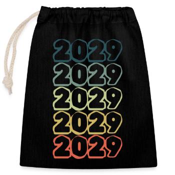 Année de naissance 2029 - Sac cadeau en coton avec cordon (25 x 30 cm) - noir - Devant