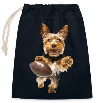 Yorkshire Terrier - Sac cadeau en coton avec cordon (25 x 30 cm) - bleu marine - Devant