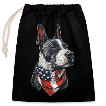 Bullterrier - Verschließbarer Geschenkbeutel aus Baumwolle (25x30cm) - Schwarz - Vorne