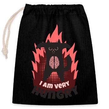 Chat démone affamé – Humour noir style zombie - Sac cadeau en coton avec cordon (25 x 30 cm) - noir - Devant