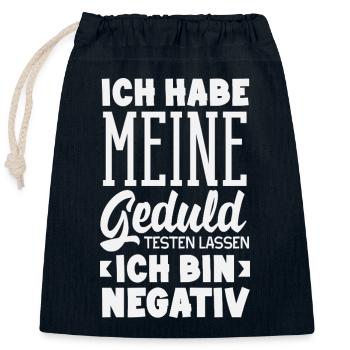 Patience tested – I'm negative - Closable cotton gift bag (25x30cm) - navy - Front