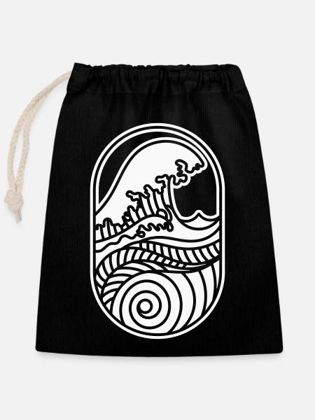 Votre nouvelle vague – Côte, soleil et ambiance surf - Sac cadeau en coton avec cordon (25 x 30 cm) - noir