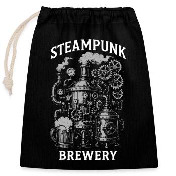 Steampunk Brewery Gears Design - Closable cotton gift bag (25x30cm) - black - Front