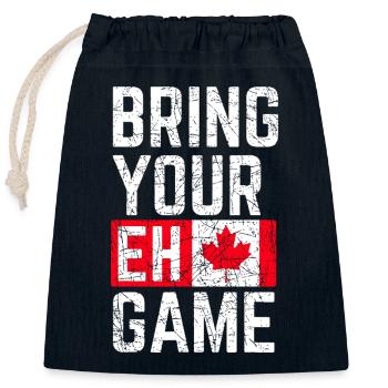 Bring Your Eh Game - Closable cotton gift bag (25x30cm) - navy - Front
