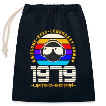 1979 - Closable cotton gift bag (25x30cm) - navy - Front