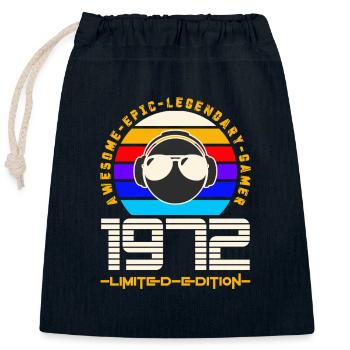 1972 - Sac cadeau en coton avec cordon (25 x 30 cm) - bleu marine - Devant