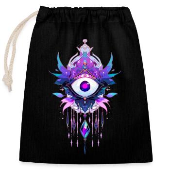 Dreamcatcher #5 - Closable cotton gift bag (25x30cm) - black - Front