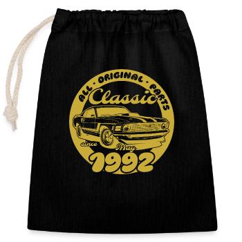 33. Geburtstag - Klassiker Musclecar 05/1992 - Verschließbarer Geschenkbeutel aus Baumwolle (25x30cm) - Schwarz - Vorne