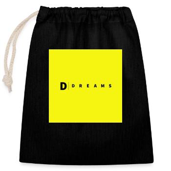 DREAMS - Closable cotton gift bag (25x30cm) - black - Front