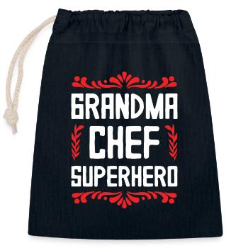 Mamie Chef Super-héroïne - Sac cadeau en coton avec cordon (25 x 30 cm) - bleu marine - Devant