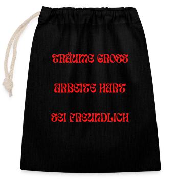 Inspirierendes Spruch - Verschließbarer Geschenkbeutel aus Baumwolle (25x30cm) - Schwarz - Vorne