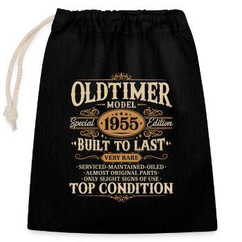 Oldtimer 1955 Jahrgang geboren Geburtstag Geschenk - Verschließbarer Geschenkbeutel aus Baumwolle (25x30cm) - Schwarz - Vorne