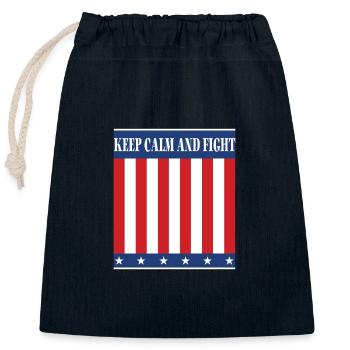 Keep Calm and Fight - Bleib ruhig und Kämpfe! - Verschließbarer Geschenkbeutel aus Baumwolle (25x30cm) - Navy - Vorne
