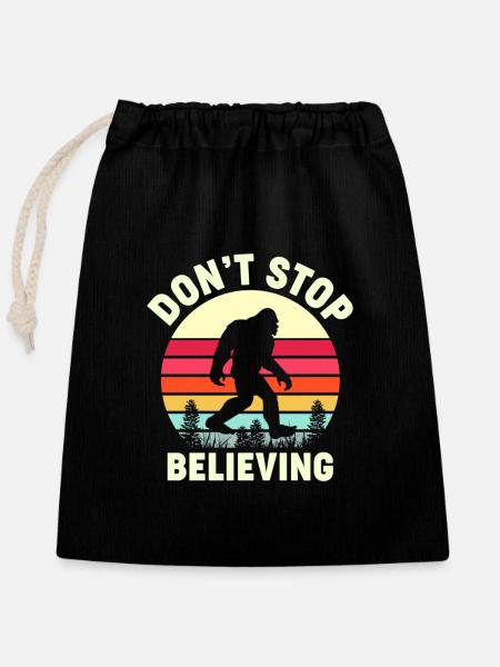 Retro Don't Stop Believing Bigfoot - Verschließbarer Geschenkbeutel aus Baumwolle (25x30cm) - Schwarz