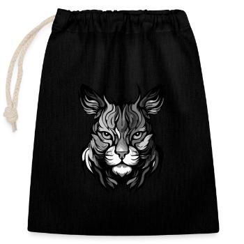 Cat Portrait Head - Closable cotton gift bag (25x30cm) - black - Front