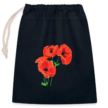 Mohnblumen - Verschließbarer Geschenkbeutel aus Baumwolle (25x30cm) - Navy - Vorne