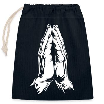 Praying - Our Father in Heaven - Prayer - Closable cotton gift bag (25x30cm) - navy - Front