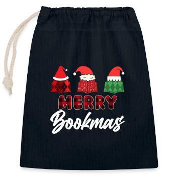 Weihnachtsmann Weihnachten Lesen Bücher - Verschließbarer Geschenkbeutel aus Baumwolle (25x30cm) - Navy - Vorne