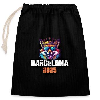 Barcelona 2025 Urlaub Fuchs - Verschließbarer Geschenkbeutel aus Baumwolle (25x30cm) - Schwarz - Vorne