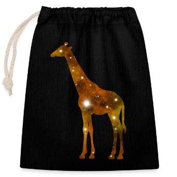 Galaxy Giraffe - Verschließbarer Geschenkbeutel aus Baumwolle (25x30cm) - Schwarz - Vorne