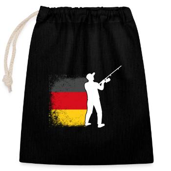 Angler German Flag Fishing - Closable cotton gift bag (25x30cm) - black - Front