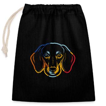 Hund Dackel - Verschließbarer Geschenkbeutel aus Baumwolle (25x30cm) - Schwarz - Vorne