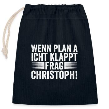 Prénom Chris Christoph - Sac cadeau en coton avec cordon (25 x 30 cm) - bleu marine - Devant