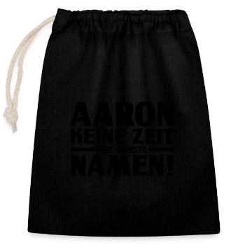 First name Aaron - Closable cotton gift bag (25x30cm) - black - Front