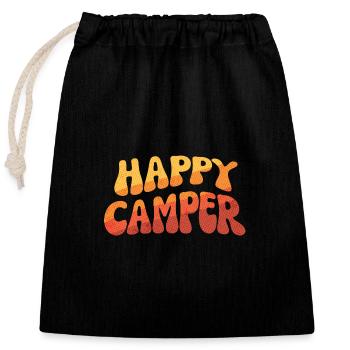 Happy Camper Gradient Text - Closable cotton gift bag (25x30cm) - black - Front