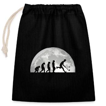 Feldhockeyspieler Evolution Feldhockey - Verschließbarer Geschenkbeutel aus Baumwolle (25x30cm) - Schwarz - Vorne